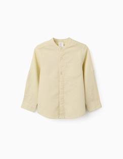 Chemise à manches longues en lin et coton avec col mao  - vertbaudet enfant