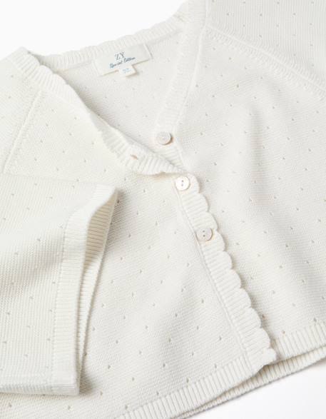 Gilet en maille avec des détails festonnés Beige clair+Blanc 7 - vertbaudet enfant 