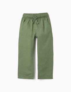 -Pantalon à coupe droite en lin avec cordon de serrage
