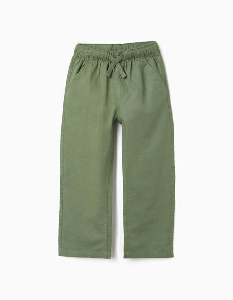 Garçon-Pantalon à coupe droite en lin avec cordon de serrage