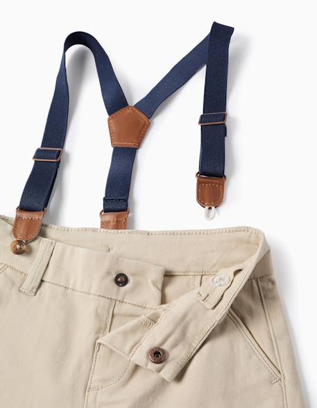 Short midi en sergé avec bretelles amovibles Beige clair 3 - vertbaudet enfant 