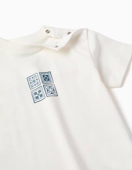 T-shirt en coton avec imprimé mosaïque Blanc 3 - vertbaudet enfant 