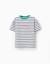 T-shirt en coton à rayures et imprimé Blanc 1 - vertbaudet enfant 