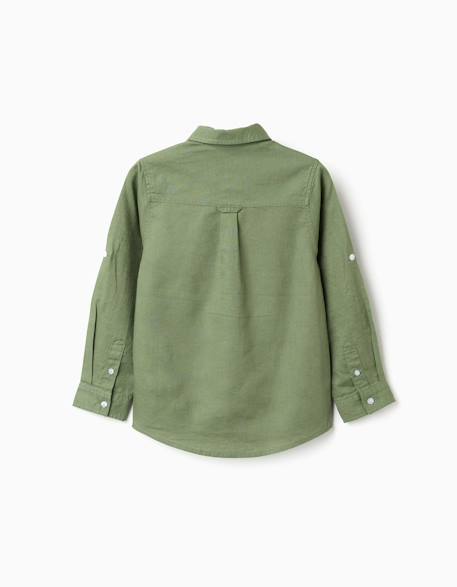 Chemise à manches longues en lin et coton Jaune clair+Vert 6 - vertbaudet enfant 
