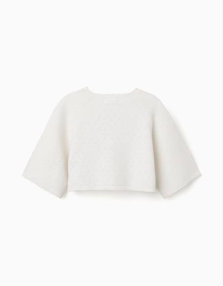 Gilet en maille avec des détails festonnés Beige clair+Blanc 6 - vertbaudet enfant 