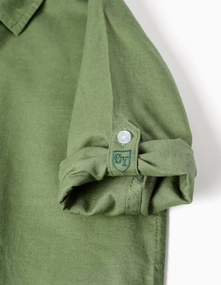 Chemise à manches longues en lin et coton Jaune clair+Vert 8 - vertbaudet enfant 