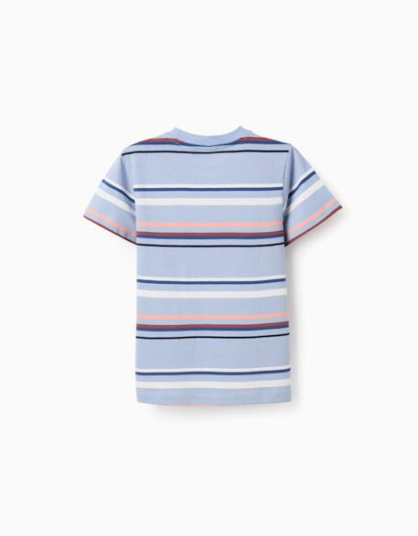 T-shirt rayé en coton Bleu clair 2 - vertbaudet enfant 