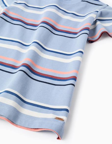 T-shirt rayé en coton Bleu clair 3 - vertbaudet enfant 