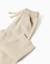 Pantalon en lin avec cordon de serrage Beige clair+Bleu foncé 4 - vertbaudet enfant 