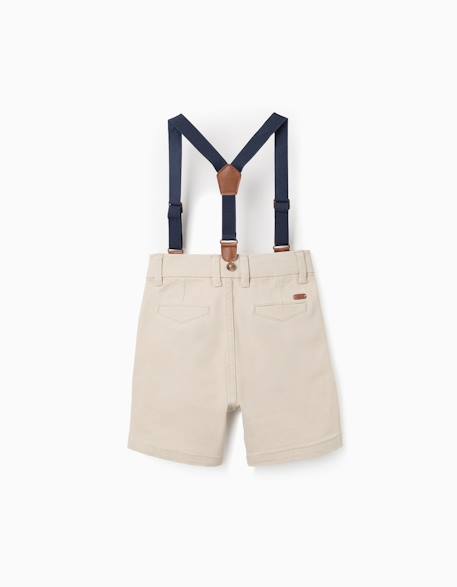 Short midi en sergé avec bretelles amovibles Beige clair 2 - vertbaudet enfant 