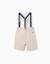 Short midi en sergé avec bretelles amovibles Beige clair 2 - vertbaudet enfant 