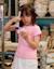 T-shirt en coton côtelé à extrémités ondulées Rose 1 - vertbaudet enfant 
