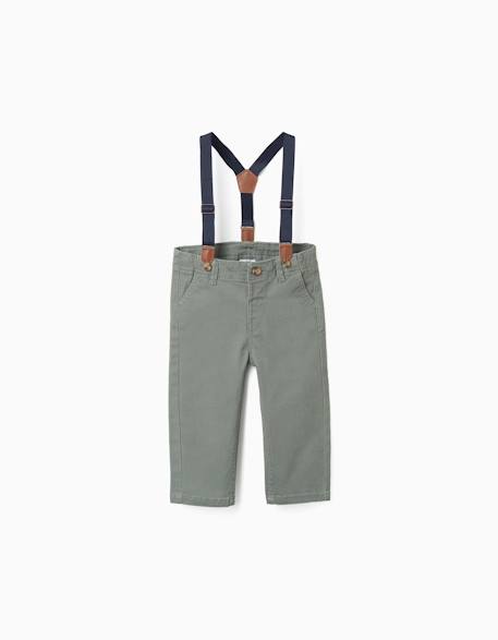 Bébé-Pantalon en sergé avec bretelles amovibles