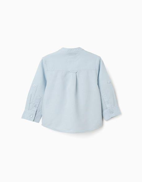 Chemise à manches longues en lin et coton avec col mao Blanc+Bleu+Bleu clair 10 - vertbaudet enfant 