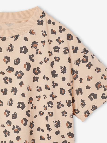 T-shirt fille imprimé manches courtes anthracite+jaune pâle+Léopard+sable 16 - vertbaudet enfant 