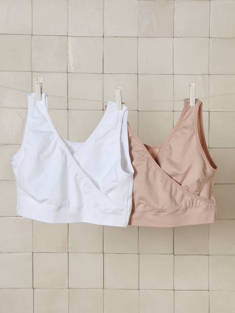 Lot de 2 brassières d'allaitement sans coutures en microfibre beige+encre+Lot anthracite/noir 3 - vertbaudet enfant 