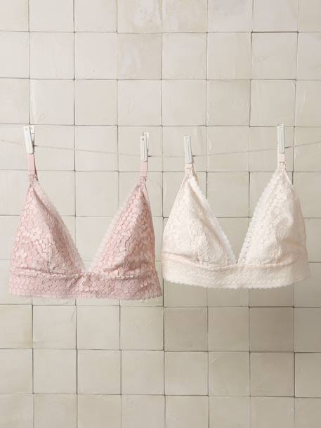 Lot de 2 soutiens-gorge triangle d'allaitement rose poudré 2 - vertbaudet enfant 