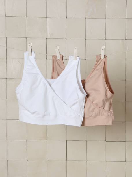 Lot de 2 brassières d'allaitement sans coutures en microfibre beige+encre+Lot anthracite/noir 2 - vertbaudet enfant 