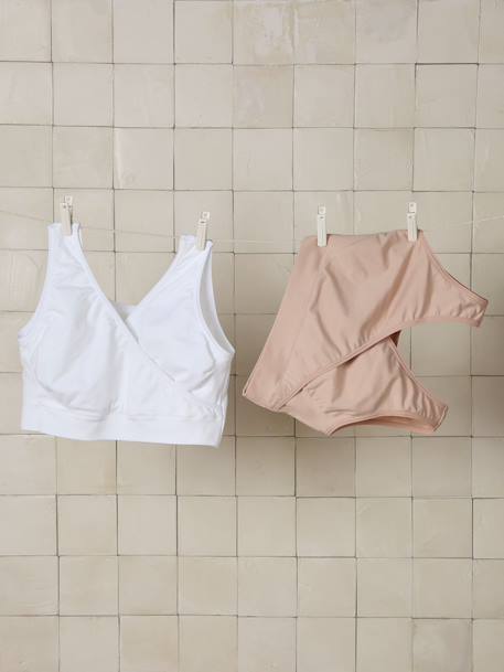 Lot de 2 brassières d'allaitement sans coutures en microfibre beige+encre+Lot anthracite/noir 1 - vertbaudet enfant 