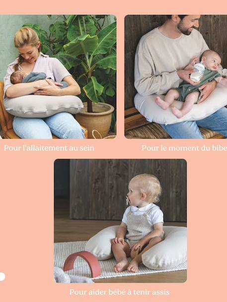 Coussin d'allaitement Softy Tetra beige+beige imprimé+vert 6 - vertbaudet enfant 
