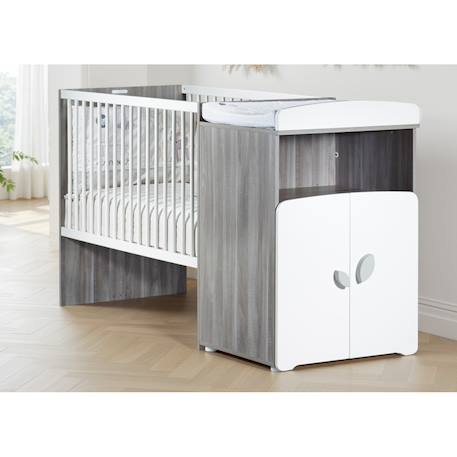 Lit bébé combiné évolutif en bois - leaf Gris 4 - vertbaudet enfant 