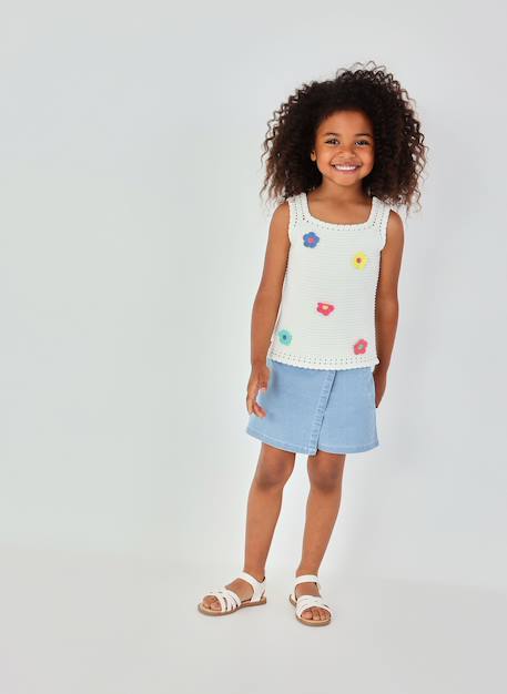 Short-jupe en denim Bleu 1 - vertbaudet enfant 