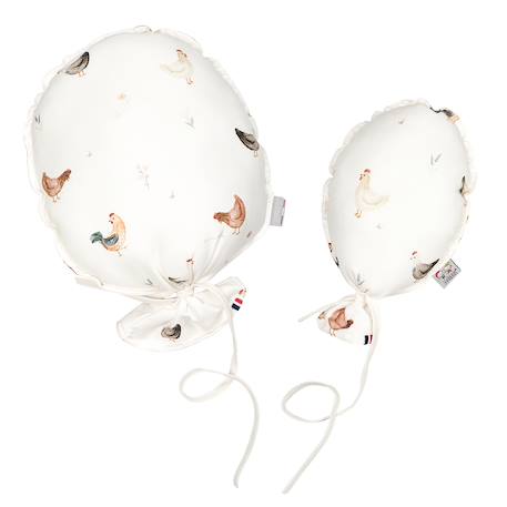 Ballon mural décoratif en coton imprimé 38cm Beige sidonia+Bleuet imprimé floral+Écru – motif poules champêtre+Melody, blanc imprimé minimaliste+Safari, vert, gris, blanc 12 - vertbaudet enfant 