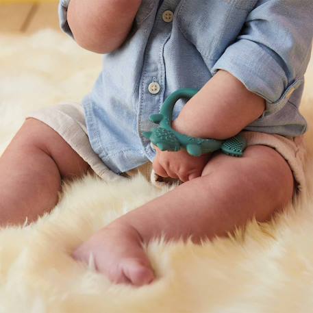 Bracelet de dentition bébé en silicone renard Rose+Vert paon 6 - vertbaudet enfant 