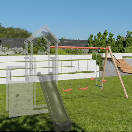 Kit portique balançoire xchange clever - extension aire de jeux pour enfants Bois 1 - vertbaudet enfant 
