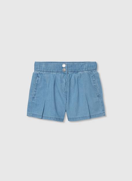 Jupe-short en denim délavé Bleu 1 - vertbaudet enfant 
