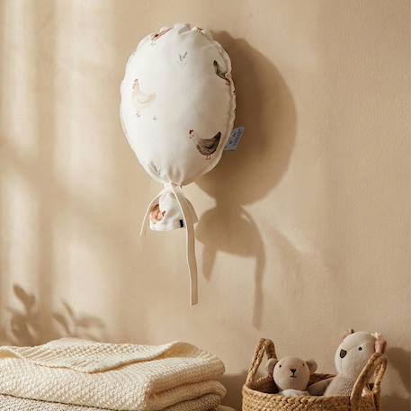 Ballon mural décoratif imprimé 28cm Écru – motif poules champêtre 2 - vertbaudet enfant 
