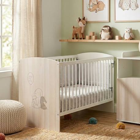 Lit bébé 120x60 à barreaux décor bois - lapinou Beige 1 - vertbaudet enfant 