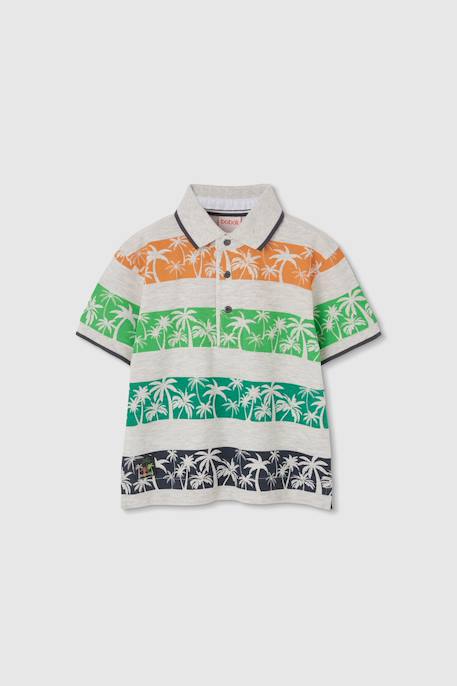 Polo en coton imprimé pour garçon Gris 1 - vertbaudet enfant 