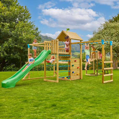 Aire de jeux xxl pistachier bois fsc® Marron - bleu - vert 1 - vertbaudet enfant 