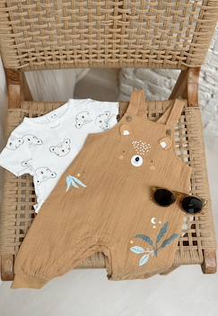 -Ensemble salopette bébé en coton gaufré et t-shirt mini rêve