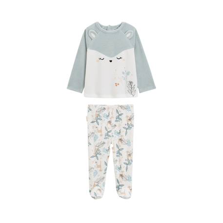 Pyjama bébé 2 pièces en velours avec pieds alma Bleu 2 - vertbaudet enfant 