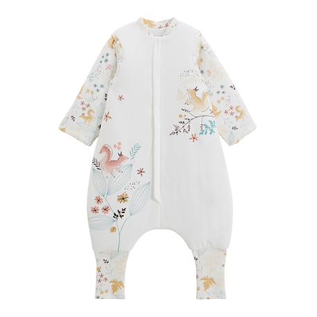 Turbulette d'hiver en velours avec pieds retroussables et manches amovibles bloom Ecru 2 - vertbaudet enfant 