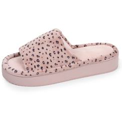 Vêtements de grossesse-Chaussons mules ouvertes velours, plateforme 3,5 cm