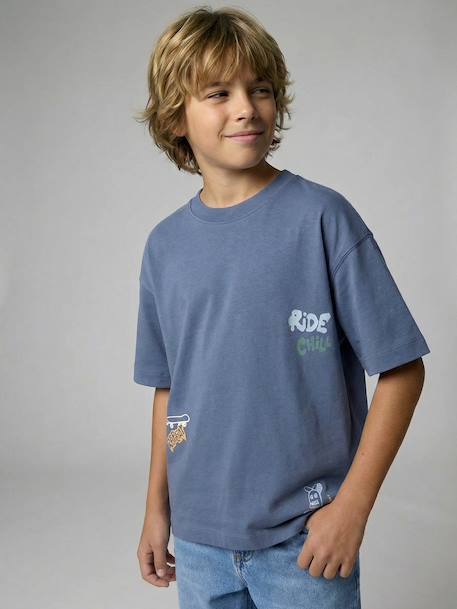 Lot 2 T-shirt manches courtes bleu grisé 3 - vertbaudet enfant 