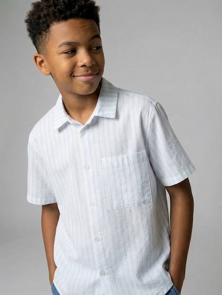 Chemise manches courtes rayé rayé bleu 1 - vertbaudet enfant 