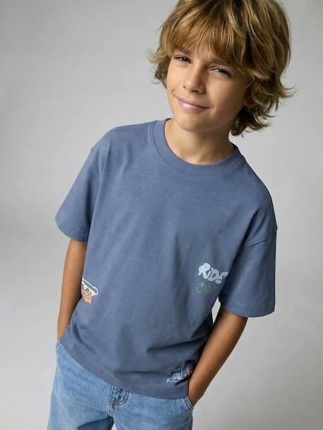 Lot 2 T-shirt manches courtes bleu grisé 2 - vertbaudet enfant 