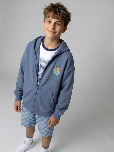 Sweat zippé oversize bleu grisé 2 - vertbaudet enfant 