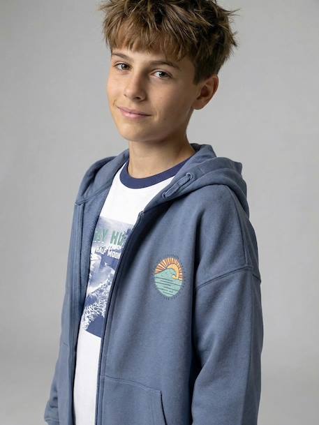 Sweat zippé oversize bleu grisé 1 - vertbaudet enfant 