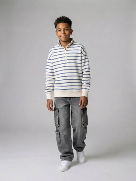 Jean garçon loose battle denim bleached+denim gris 9 - vertbaudet enfant 