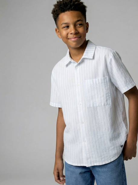 Chemise manches courtes rayé rayé bleu 2 - vertbaudet enfant 