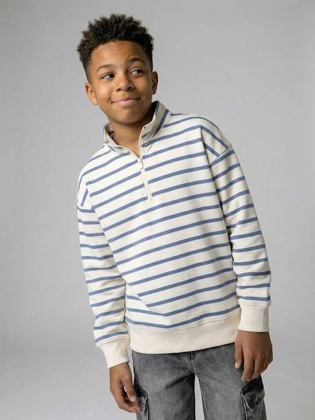 Sweat garçon col montant zippe rayé bleu 2 - vertbaudet enfant 
