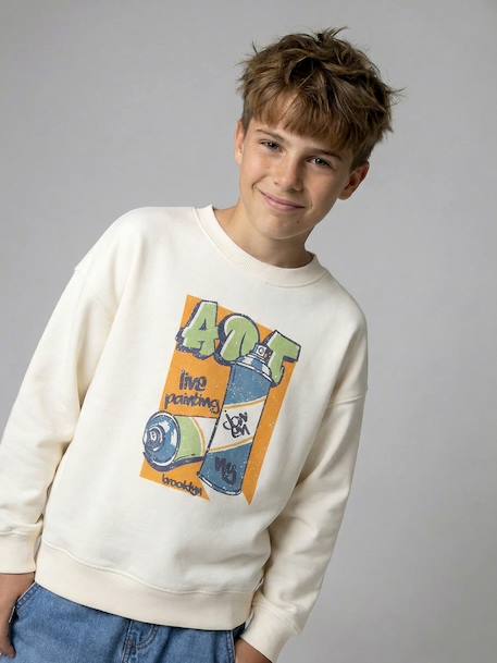 Lot 2 sweats manches longues graffiti vert sauge 8 - vertbaudet enfant 