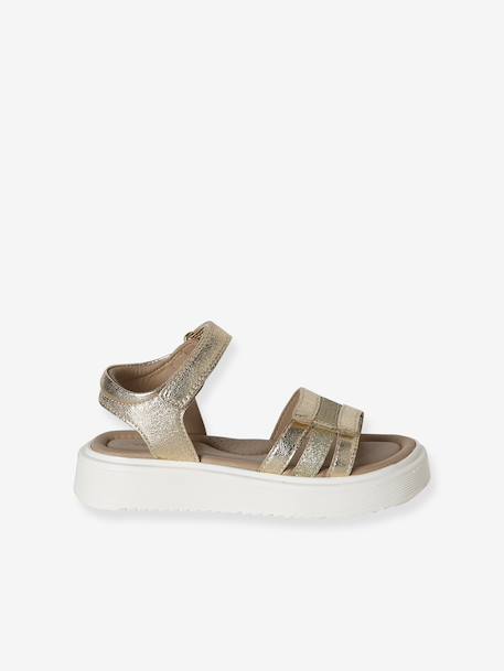 Sandales fille cuir à velcro or 2 - vertbaudet enfant 