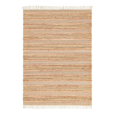 Tapis rayé fait main en laine et jute raj Beige sable+Rose poudrée 7 - vertbaudet enfant 