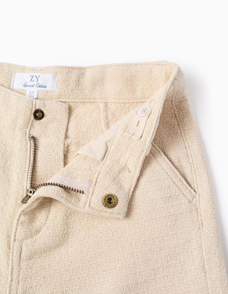 Short chino midi en coton dobby Blanc 2 - vertbaudet enfant 
